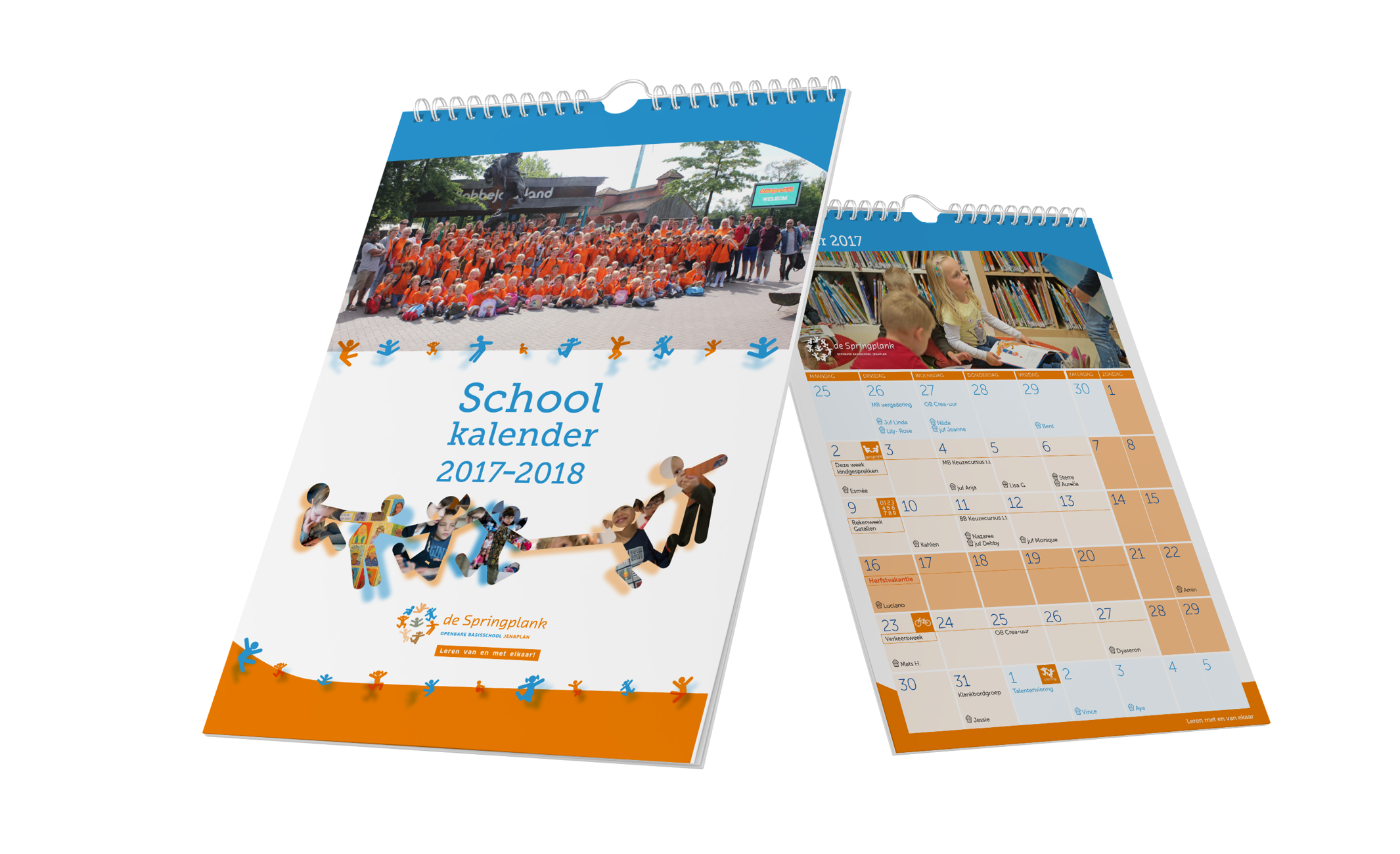 Grafisch ontwerp en levering drukwerk van een schoolkalender, door grafisch ontwerpbureau Studio Thijssen.